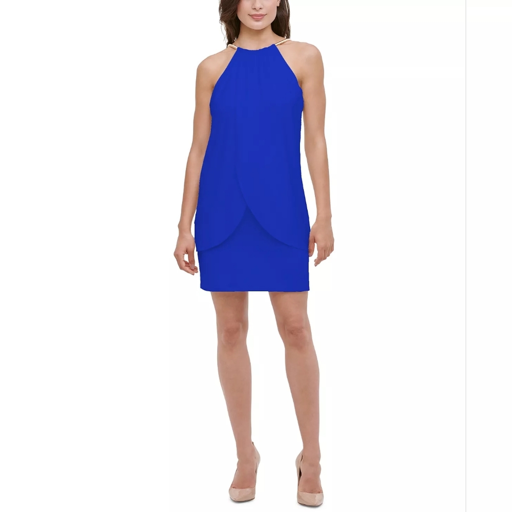 Kensie Draped Snake Chain Halter Dress